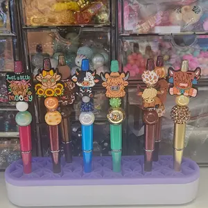 Beadable Focal Pens with Adorable Cow and Sunflower Designs for Creative Writing