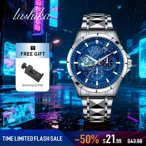 Lushika Men’s Luxury Formal Watch, Blue-Silver Round Case, High-End Movement, Water-Resistant & Luminous, Business Casual Versatile Wristwatch, Ideal Gift for Men, Perfect for Daily Wear