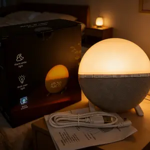 6-inch Multifunction Lamp, Sunrise Alarm, 7-Color Light, 7 Ringtones, Snooze, Warm Glow, Home Decor, Bedroom Accent, Office, Holiday Gift clock aesthetic led