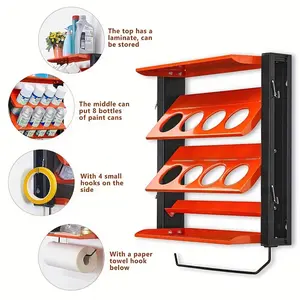 Heavy Duty Metal Spray Paint Can Storage Rack Wall Mount Adjustable Organizer Holds Up to 100Lbs for Garage Shop Paint Storage