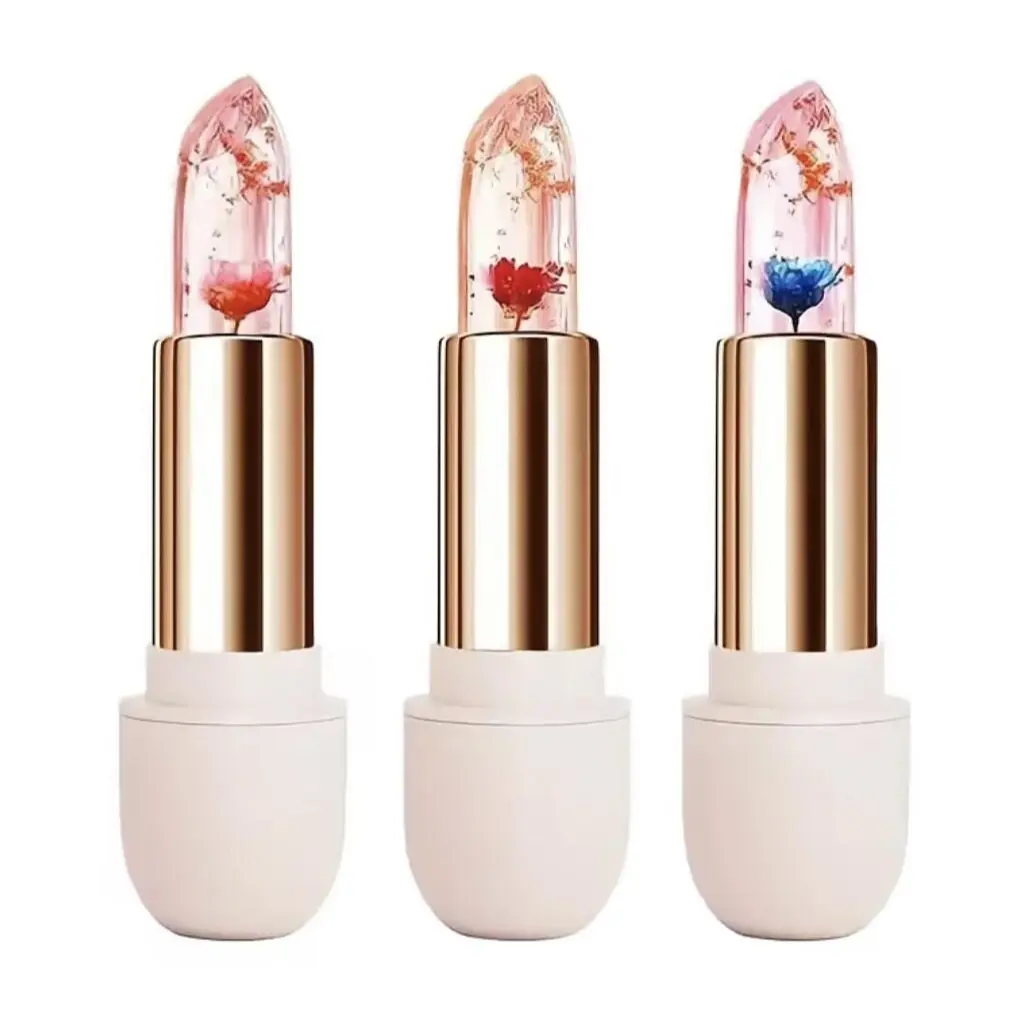 3-Pack Color-Changing Lip Gloss, Flower-Infused Hydrating Balm for a Radiant Makeup Transformation, Temperature-Sensitive Lip Products for All Skin Types, 3Pcs(Blue+Pink+Red)