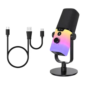 ZEALSOUND RGB Dynamic Audio Microphone with Volume Control, USB Type-C Connection Computer Microphone, Ideal for Recording, Streaming, and ASMR