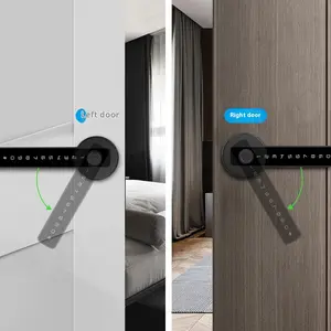 Modern Simplicity Single-Handle Ball-Shaped Smart Card Lock with Password & Graffiti Pass - Black with Credit Card, for Indoor Wooden Doors (Tools & Hardware, Door Hardware)