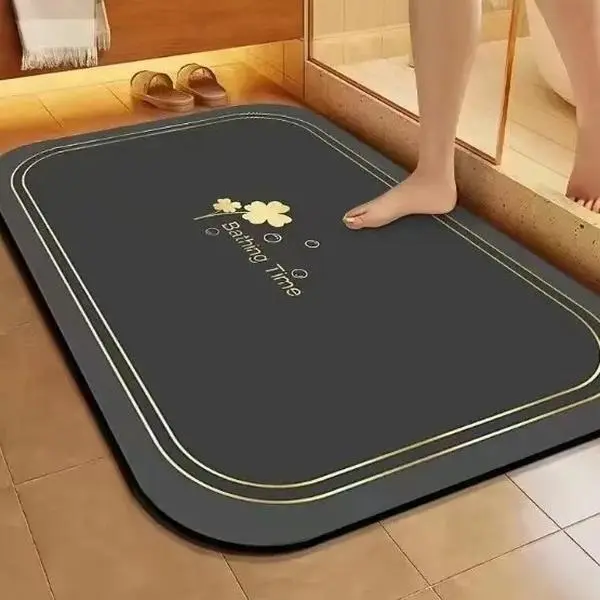 Classic Oval Eco-Friendly Diatomaceous Earth Bathroom Floor Mat - Bath Rug, Water-Absorbent Mat, Non-Slip, Easy-to-Clean, Durable for Indoor Home Showers, on Bath