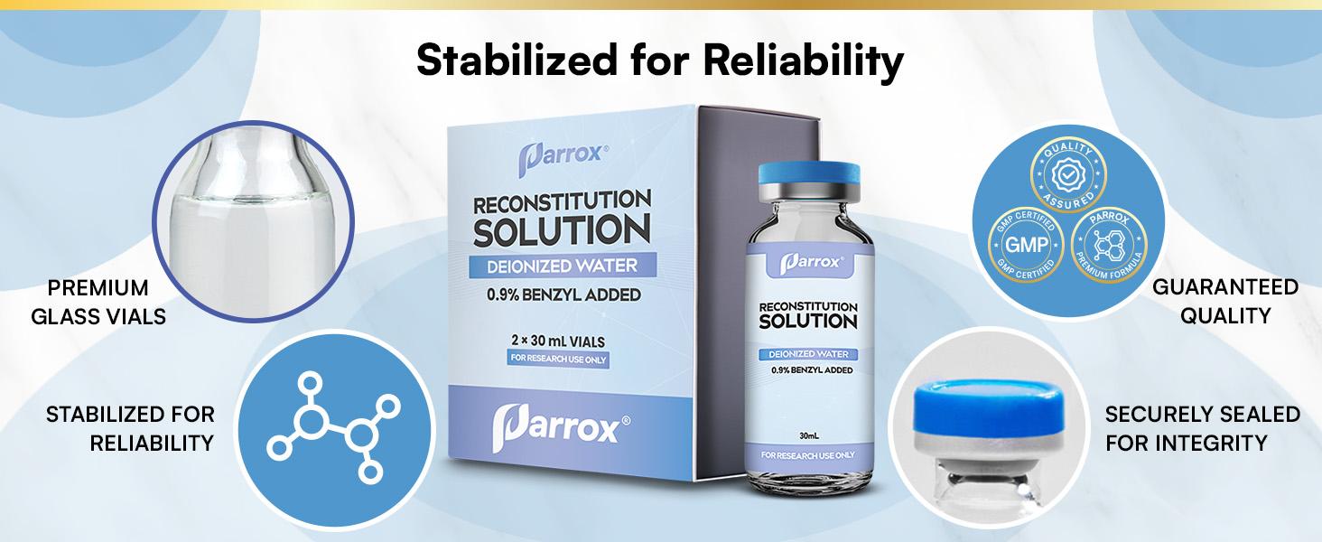 Parrox Reconstitution Solution (30mL) - Premium Glass Vials with Flip-Off Caps, Triple Sealed - [For research purposes only]