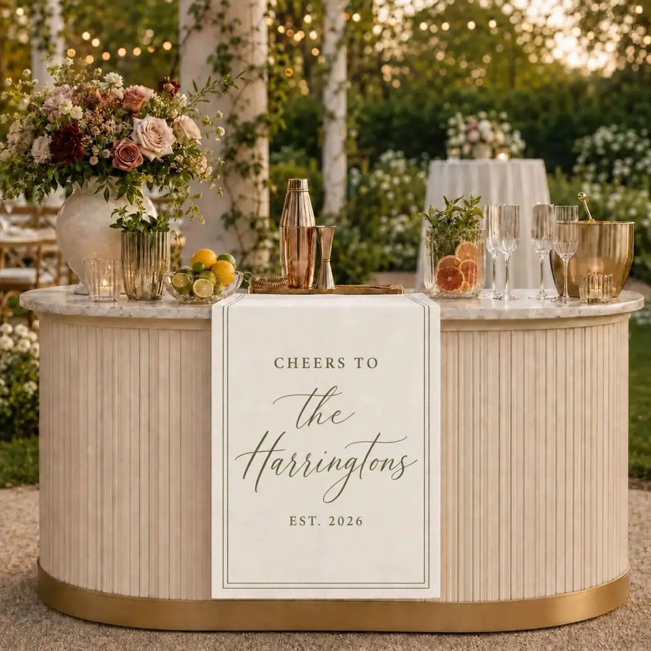 Personalized Wedding Table Banner, Custom Wedding Bar Sign, Cheers to the Couple Table Runner, Reception Bar Decor, Wedding Welcome Banner