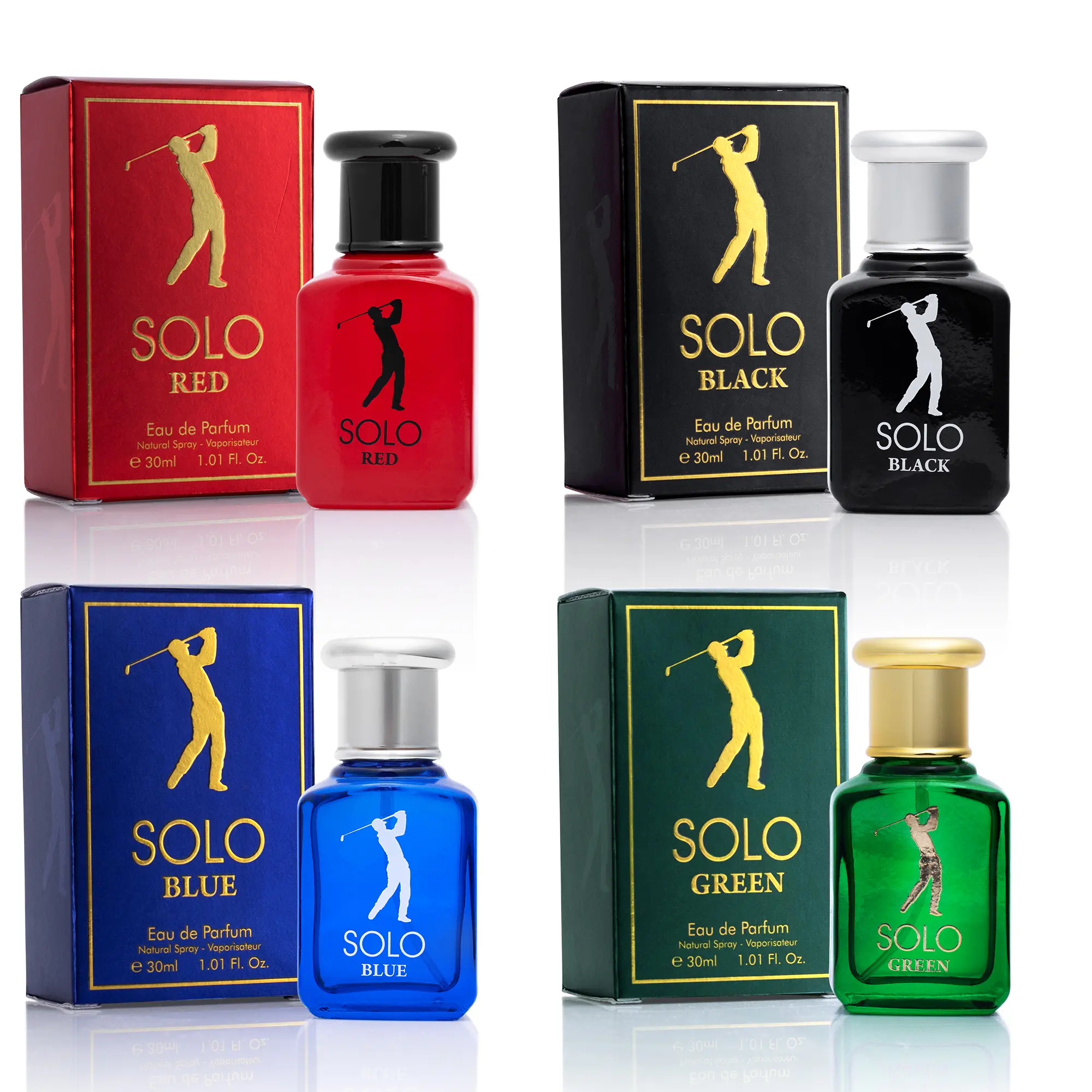 NOVOGLOW Solo 4-Piece Men's Cologne Gift Box, Discovery Multi-Pack with Woody, Spicy & Citrus Eau de Parfum Scents - 30ml Travel Sprays, Fragrance Sets, Daily Wear, Adults, 30Ml Each