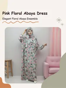 Muslim Women's Floral One-Piece Prayer Dress, Modest Long Sleeve H-Type Robe, All-Season Hijab-Compatible, Eid/muharram Wear