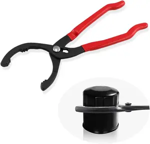 12'' Oil Filters Removal Specialty Tool Oil Filter Wrench,3-Position Adjustable+15°Bent Angle Head Design Oil Filter Pliers For 45-150mm Engine Filters,Conduit,Fittings, Red