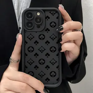 Shock-Proof Anti-Fingerprint Full Coverage Thick Soft Phone Case with Playing Card Suit Pattern for iPhone 11 12 13 14 15 16 17 Pro Plus 16Promax X Xs Max  12 13mini Ideal for Daily Use Smartphone Protection