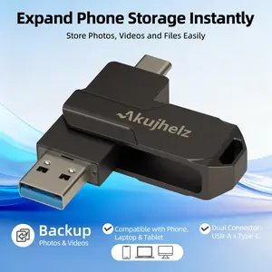 USB flash drive 64GB/128GB/256GB/512GB USB C memory stick 2-in-1 mini USB flash drive suitable for MacBook Pro, Android phones, tablets and laptops, iPhones, for storing files, videos, pictures, etc. Compact and convenient for travel, an ideal gift.