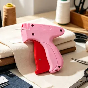 Micro Stitch Gun for Clothes: Handheld No-Sew Clothing Fixer - Portable Quick Stitch Tool for Hemming & Emergency Repair (Pink, 2000 Fasteners + 6 Needles)