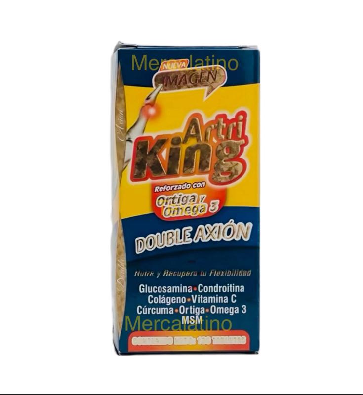 Artri Ajo KING Reforzado with Orthiga & Omega 3 Glucosamine Vitamin Turmeric Collagen 100 Tabs Mexico for Joint Health supplements eocute natural capsules