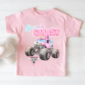 Sparkle Smash Monster Jam Truck Graphic Youth & Adult T-Shirt, Cute Unicorn Monster Truck Tee, Pink Monster Truck Fan Shirt Girls Monster Truck Lover Gift Fun Offroad Truck Graphic Tee, Trending shirt, Family shirt, Perfect Gift