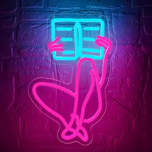 Neon Light for Wall Decoration, Dimmable LED Book Neon Light, Glow Sign for Reading Room, Study, Classroom, Library, Museum, Birthday Gift