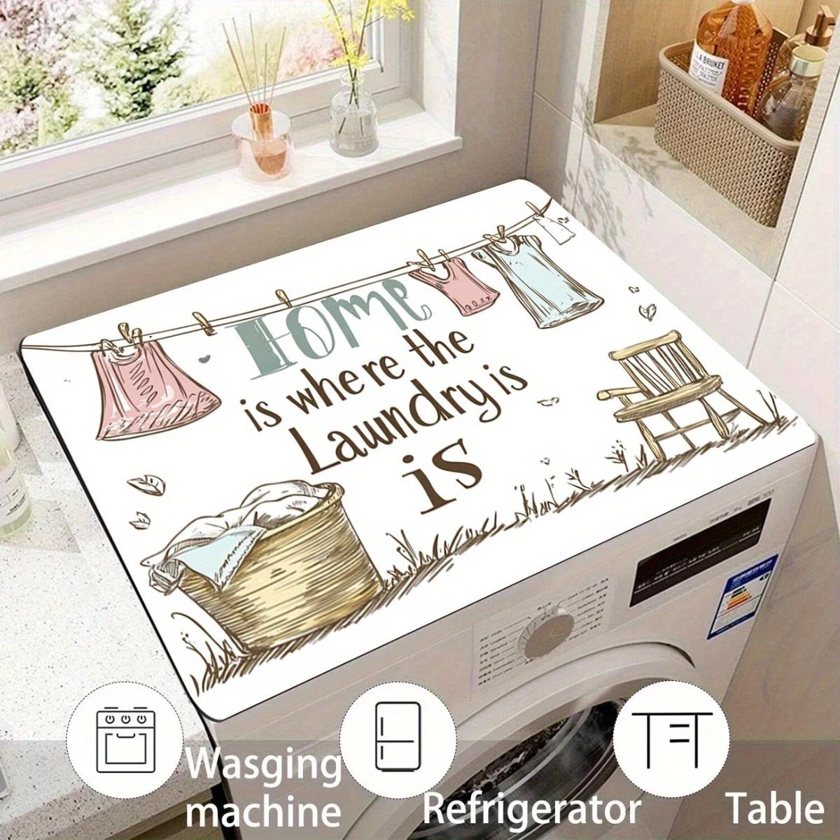 Silicone Washer Dryer Top Cover Mat 23.6x19.7 Inch Non Slip Washing Machine Protector for Home Kitchen Laundry Room Organization