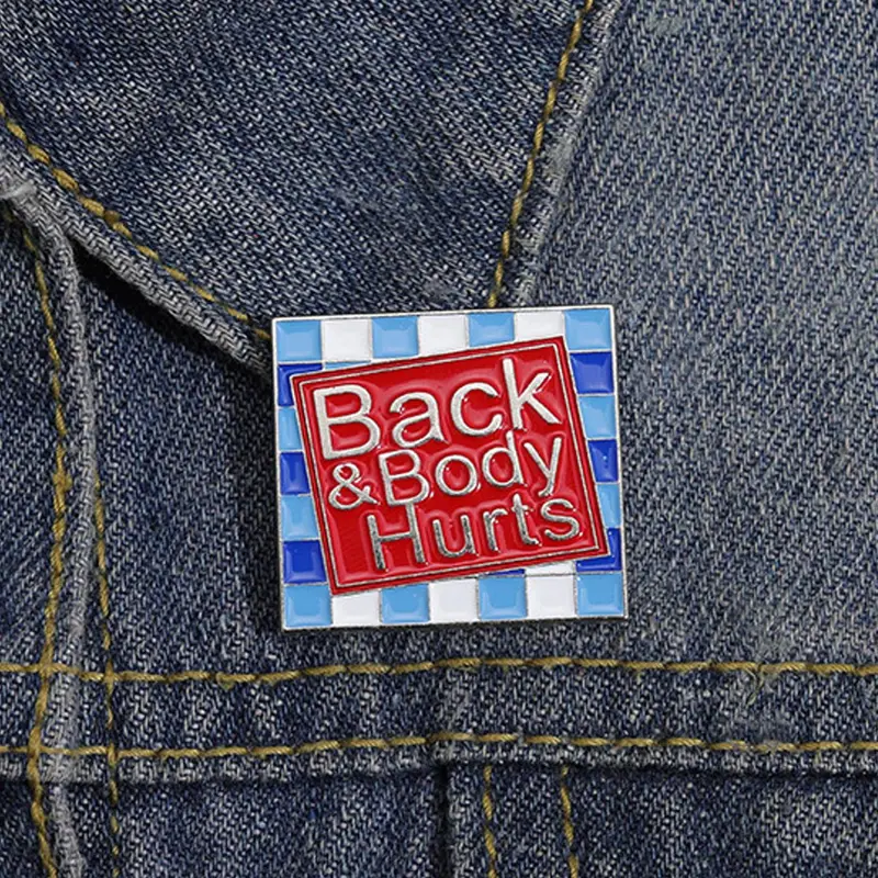 Back & Body Hurts Letter Design Brooch, Alloy Brooch Pin Clip, Fashion Brooch for Women & Men, Enamel Pin Suitable for Backpacks, Jeans, Scarves, Hats Decoration, Fashion Accessory, Men's Accessories
