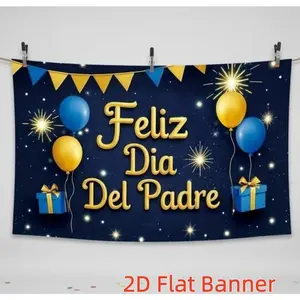 Summervibes 1PC 2D Flat Custom Polyester Backdrop - Spanish "Feliz Dia Del Padre" Father's Day Party Decorations Banner, Wishing Banner, Hanging Cloth for Festival Celebrations, Party Decorations Banners,summervibes