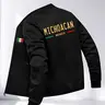 Men's Casual Jacket with Mexican Letter Print, Stylish Design with Zipper Pockets, Long Loose-Fitting Sleeve for Fall & Winter Fashion