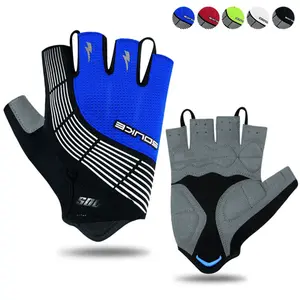 Men's Women's Padded Half Finger Cycling Bike Gloves-ST1901-Blue