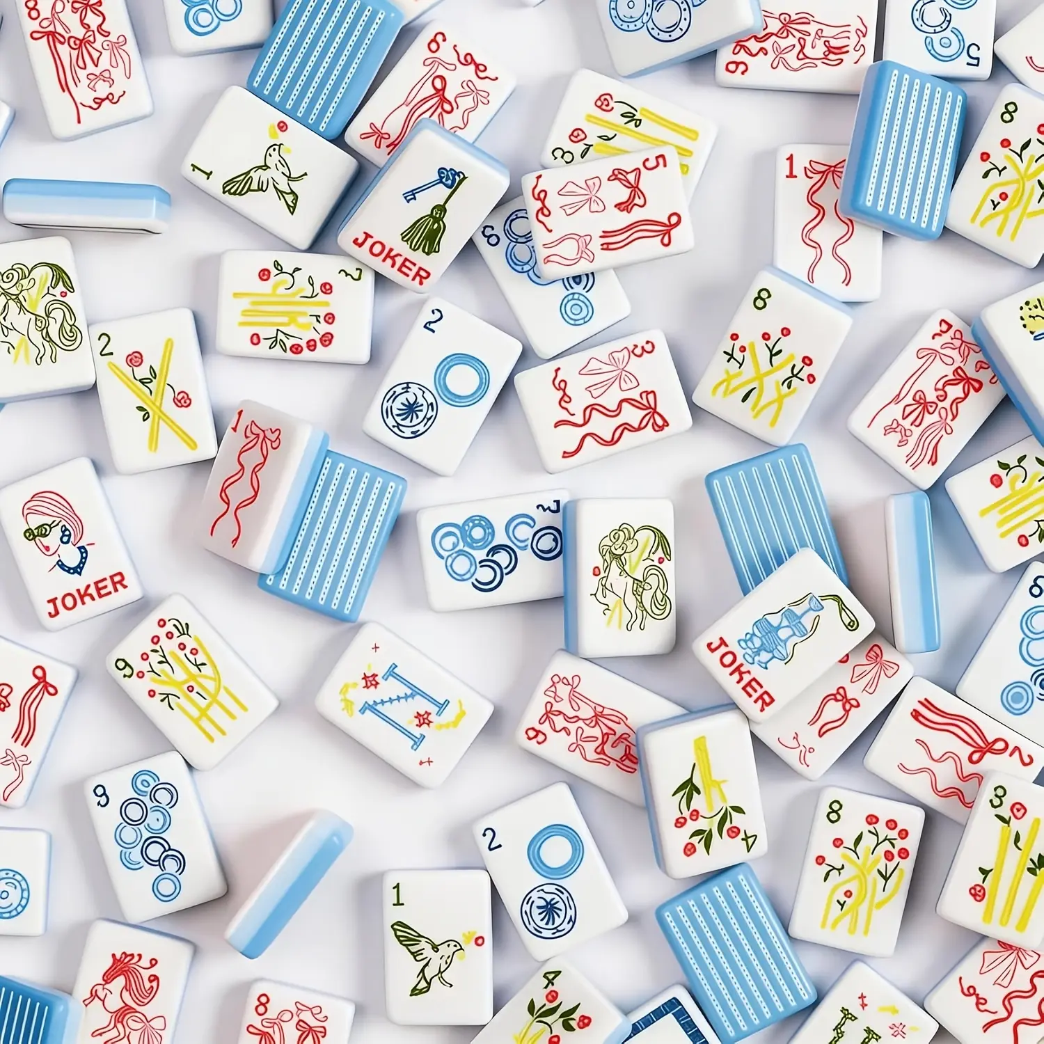 JXJ Mahjong Tile, 160pcs Acrylic Engraved American Mahjong Tiles (1.4") Suitable for Home Use, Handheld Travel And Tabletop Game with French, Plastic Tiles For, Portable Mahjong Board for Parties, Tournaments, Gifts, 1.4in 3.6cm