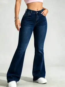 WH48 High Waisted Stretchy Denim Jeans for Women, Flare Jeggings Bootcut Denim with Multi-Pockets ,Classic Women's Pants, Daily Urban Fashion Wear for All Seasons.