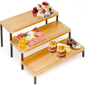 3 Tier Serving Tray Set,17" Serving Stand & Platter Tower Plate for Party Supplies,Reusable Serving Tray for Food Fruit Cookie Afternoon Tea Hosting