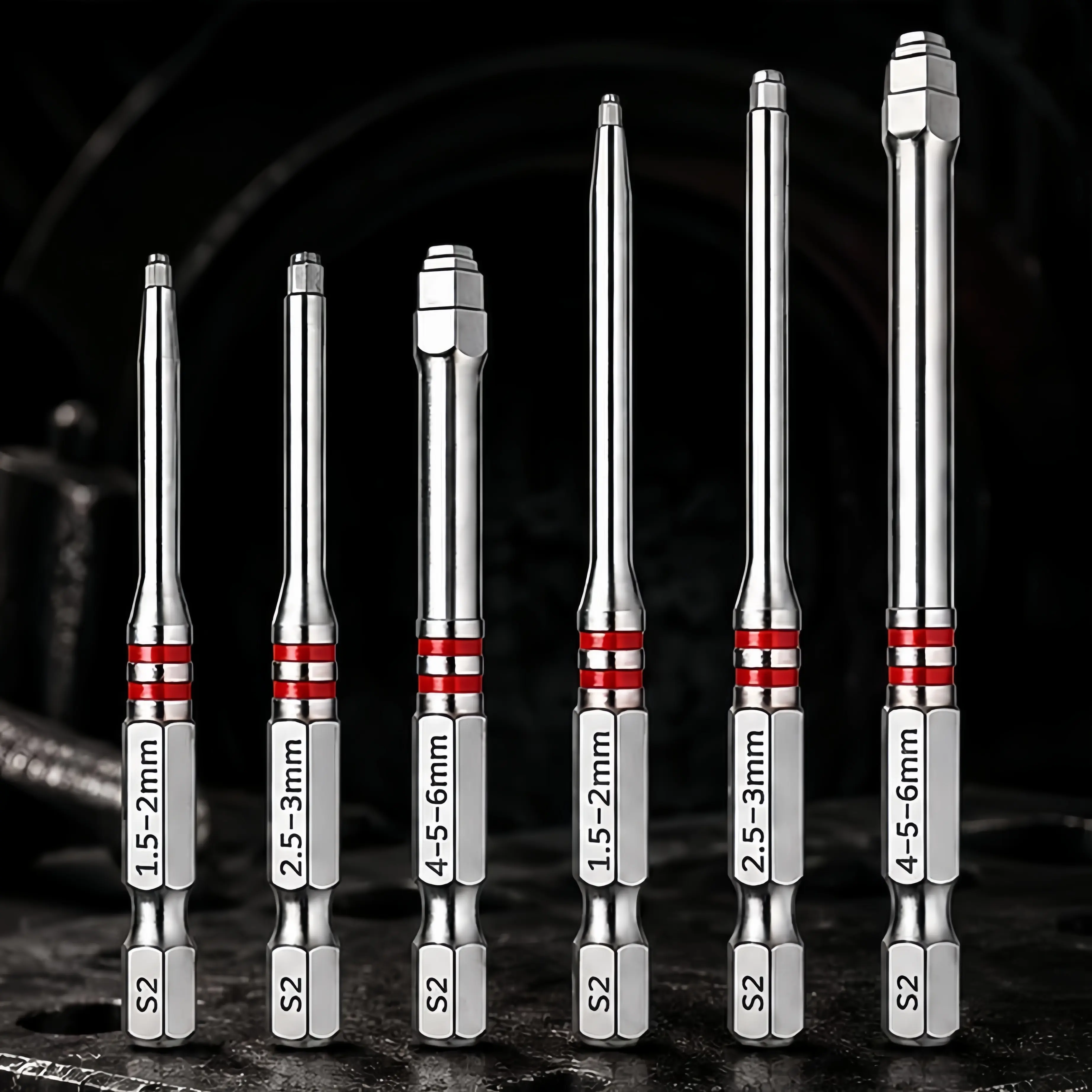 6Pcs Magnetic Screwdriver Bits Set, S2 Alloy Steel 1/4" Hex Shank, 65mm &100mm Magnetic Drill Bits for Electric Screwdriver