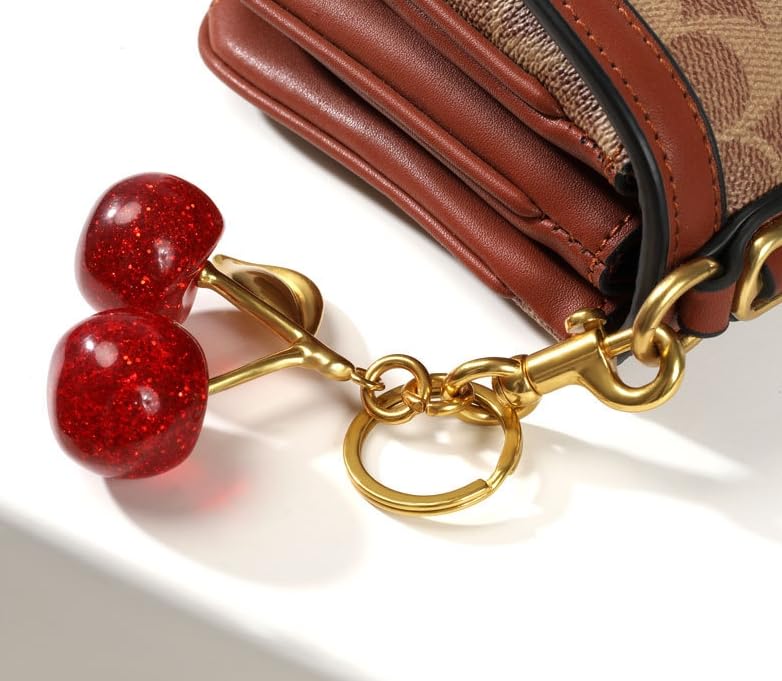Keychain Cherry Bag Charms Purse，Key Chains Women Cute - Car key Accents for leather handbags，Adorable Add - ons for Your Essentials