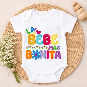 Soft Baby Bodysuit Colorful Spanish Phrase Print 100% Pure Cotton Non-Irritating Snap Closure Breathable Perfect For Gifting & Everyday