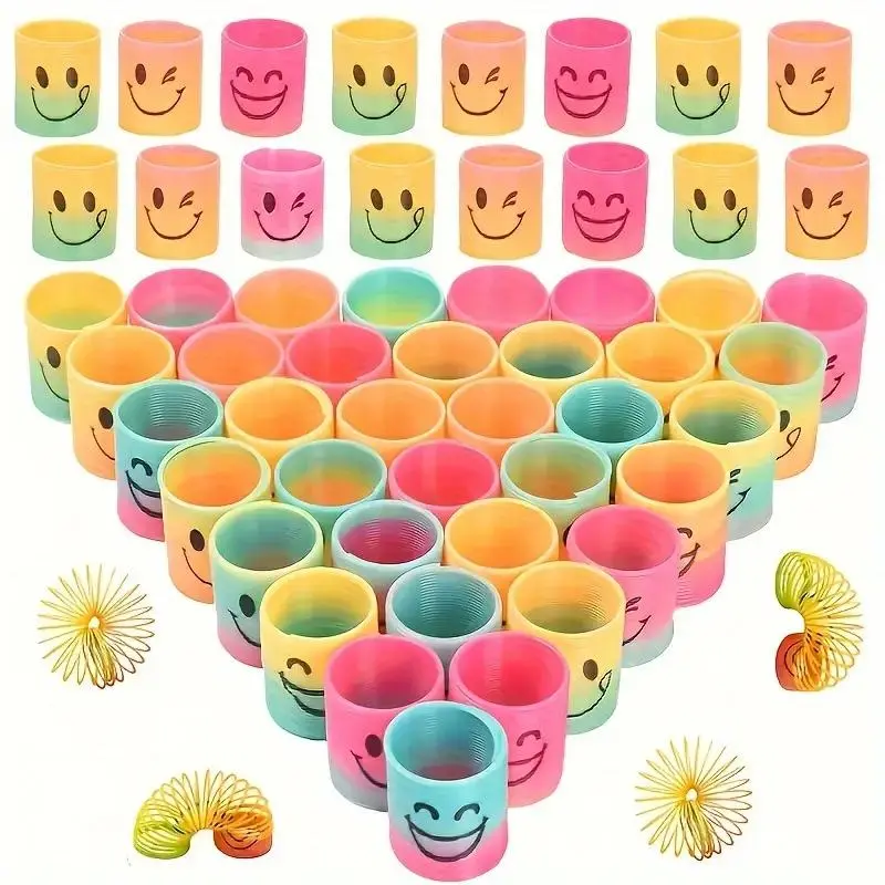 24pcs New Age Magic Coil Spring Toys, Fun Rainbow Coils for Halloween Party Gifts, Carnival Prizes, Birthday Favors, Sock Stuffing, Round