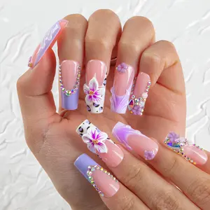 Lovful Holiday Spring Collection Handmade Acrylic Press On Nails 10PCS Reusable Salon Quality White Unique Designs Versatile Sizes