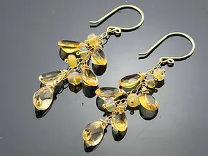 Citrine and Ethiopian Welo Opal Cascade Earrings • 14K Gold Filled Long Dangle Drop Earrings