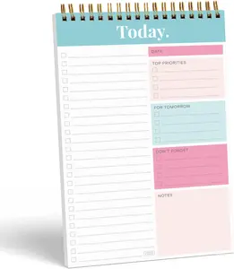 SO Daily Planner Notepad for Productivity - 52 Page Routine  - Undated Writing pad and Organizer - Every day  Scheduler- Coiled Task Organizer - Regular calendar Planner - TEAL