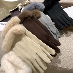 New Fleece Lined Cycling Gloves, Warm Winter Riding Mitts, Casual Loose-Fitting Design, Plain Pattern, Fall & Winter Accessories, Outdoor Activity Gloves