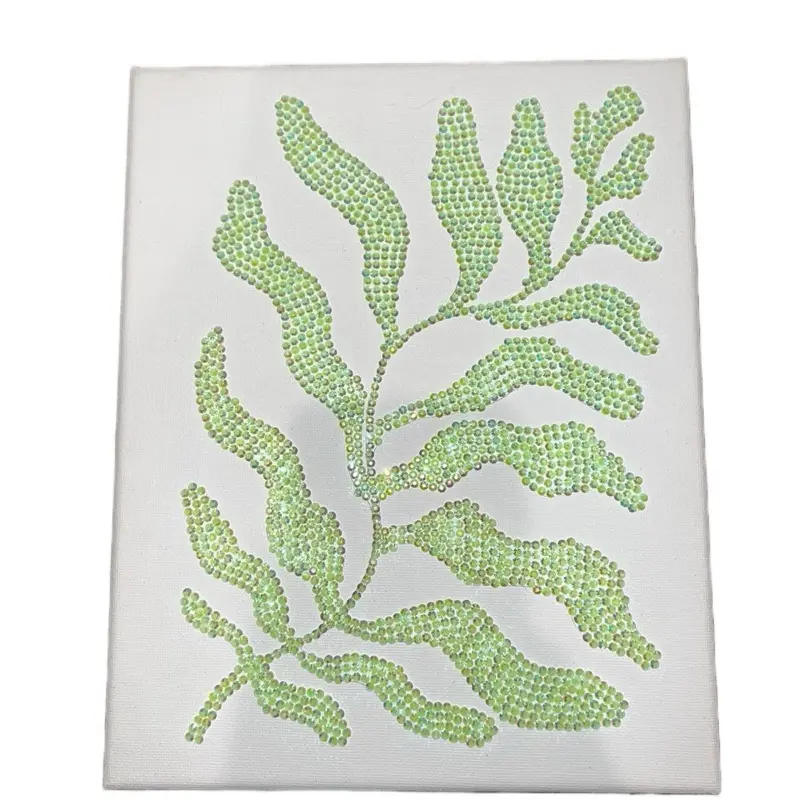 Leaf Rhinestone Canvas - Green Rhinestone Decorative Canvas for Room Decoration
