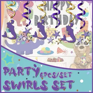 Mermaid Theme Party Ribbon Spiral Decorations, Paper Spiral Props for Mermaid Party, Underwater Party Decoration Set of 6
