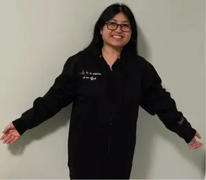 Unisex Full-Zip Black Medium Hoodie, 'Smile is a cause not an effect', Independent Trading Company, 55% Cotton, 45% Polyester