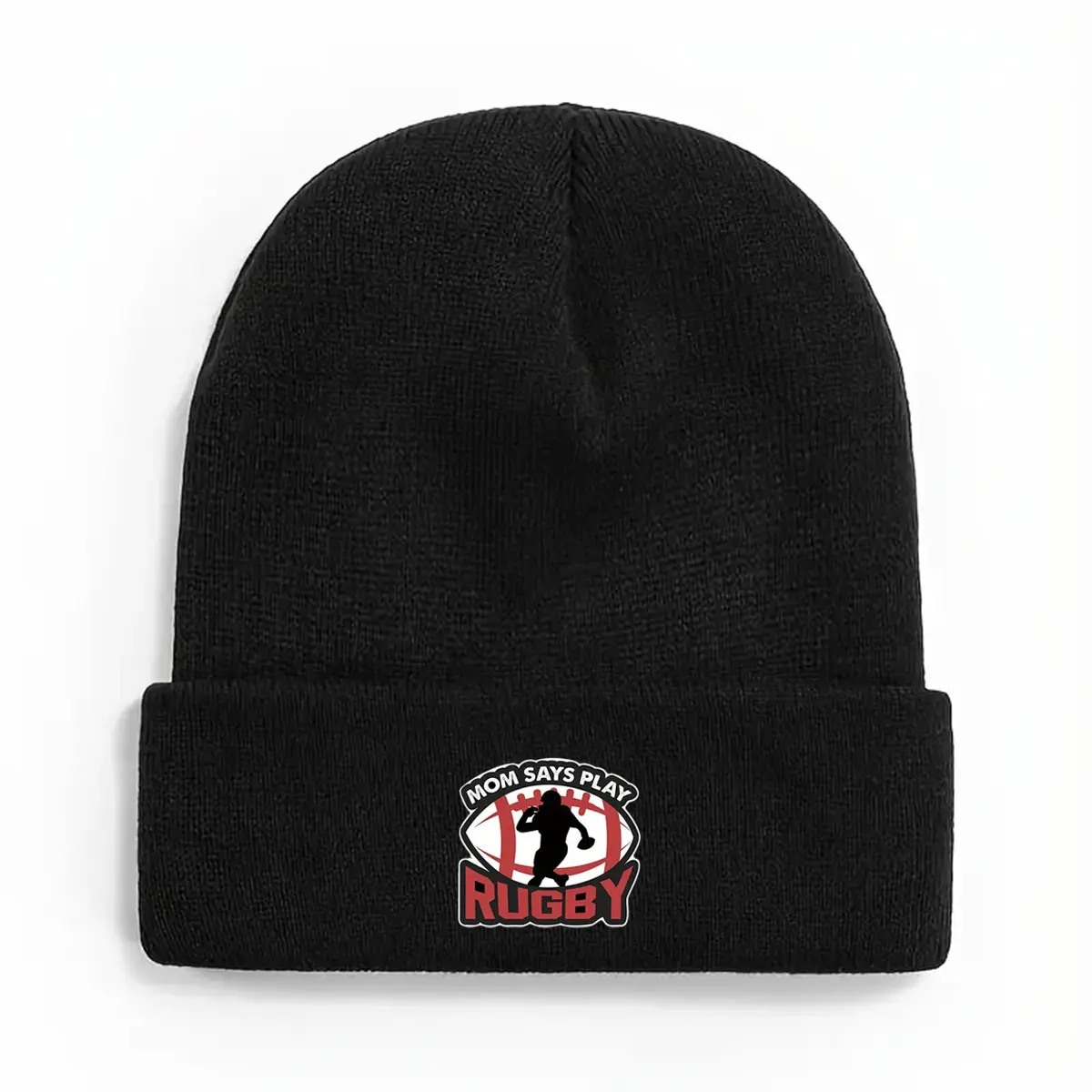 S&T Abulen Women's Rugby Theme Knitted Hat, Unisex Winter Knitted Hat, Warm Acrylic Underarm, Casual Crew Neck Knitted Hat, Hand Wash or Dry Clean, Black, Multiple Colors Available