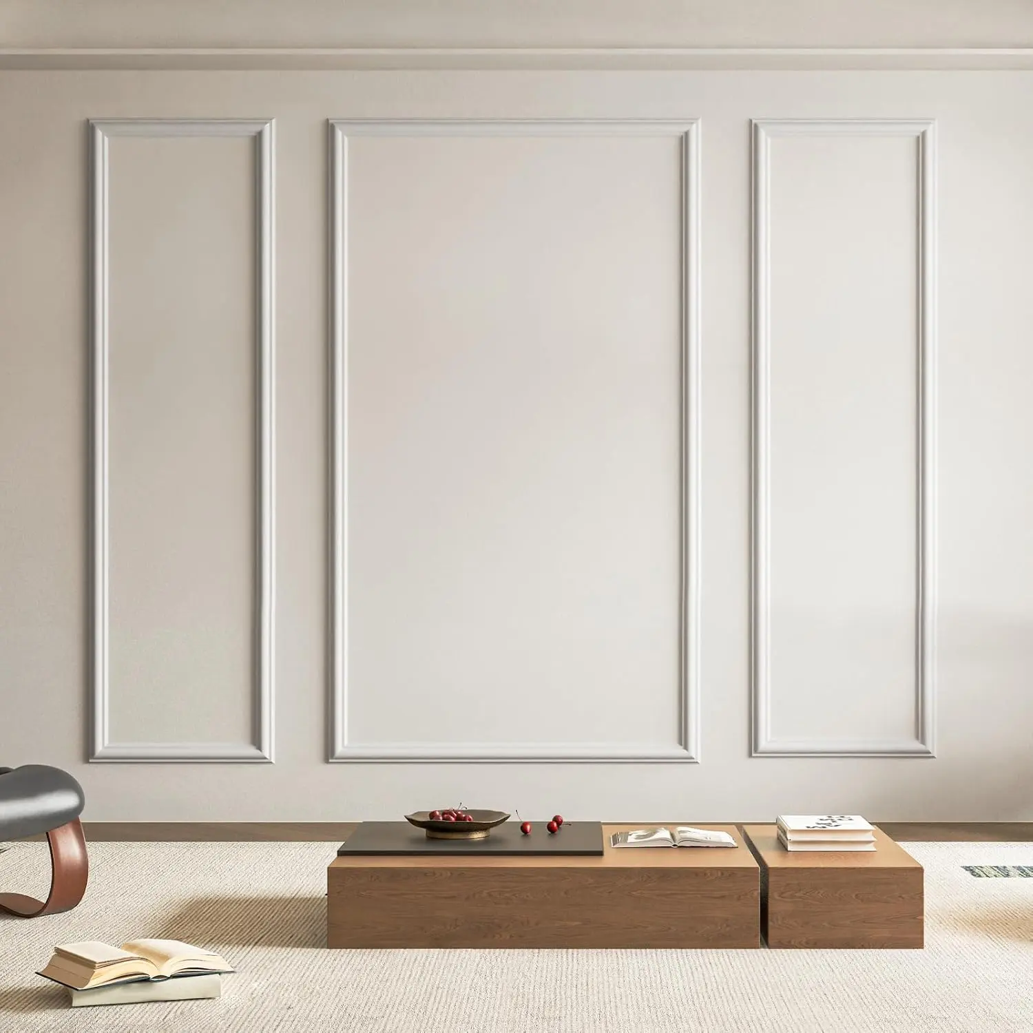 Pre-Cut Wall Molding Set of 3 count, Ready-to-Assemble Wainscoting Panels for Interior Wall Decor Living Room Bedroom Accent Wall - Installed with Glue, 3 Frames