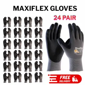 PIP MaxiFlex 34-874 Work Gloves - Foam Nitrile Coated 360° Breathable Seamless Nylon - 12 Pack Safety & Construction Gloves - 24 Pair