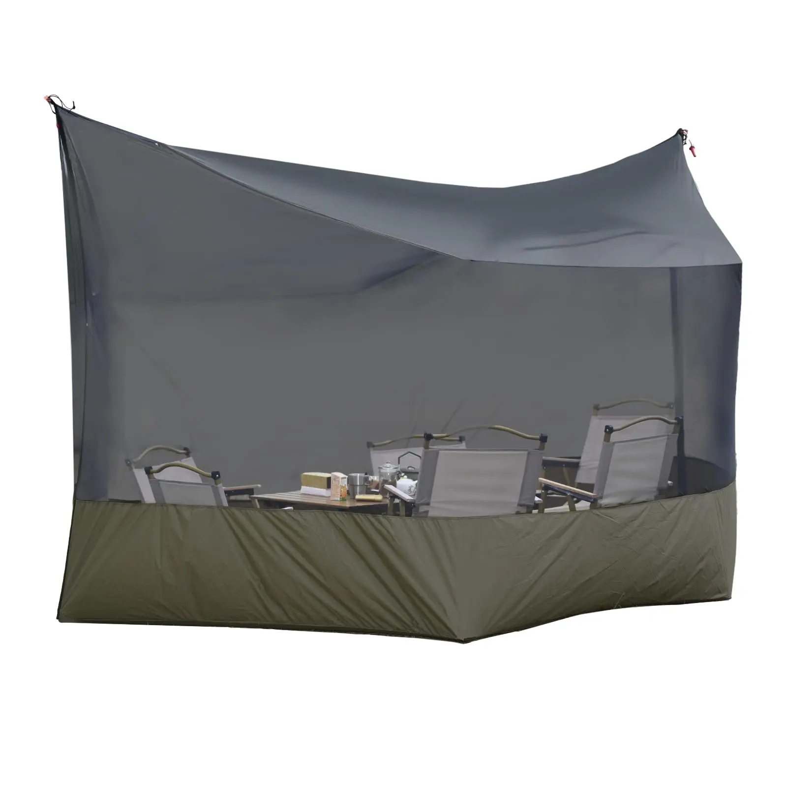 Onewind 2-in-1 Tarp & Hammock Mosquito Net - No-See-Um Mesh, Waterproof Floor, 2.5lbs Ultralight, Carabiners Included - Camping Tent Accessory (11'/12' Tarps), Screen House, Polyester Mesh