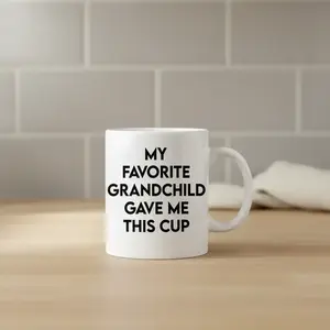 11oz Coffee Mug, 1 Count Favorite Grandchild Gave Me This Cup Letter Heat Resistance Mug, Unique Warm Birthday Gift for Grandpa Grandma, Funny Gift Mug, Kitchenware
