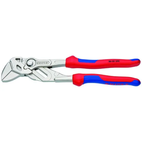 Knipex KNP8605250 10 in. Parallel Locking-Jaw Pliers Wrench, Comfort Grip Hand Tool with Bending, Holding, Pressing Functions, Infinitely Variable Gripping, No Backlash Jaw Surface, Adjustable Inch/Metric Open End Wrench for Damage-Free Hardware Tasks