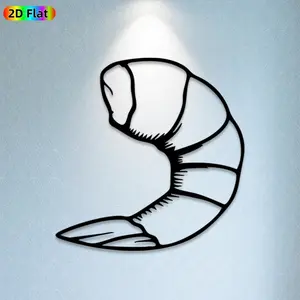 1pc Shrimp Metal Wall Art,Sleek Shrimp Statue Mural, Ideal Gift for New Year, Easter, Seafood Decor Enthusiasts, Rust-Resistant Metal Wall Decor Wall Sculptures, Perfect for Kitchen Wall & Patio Fence, Unique Coastal Home Decor