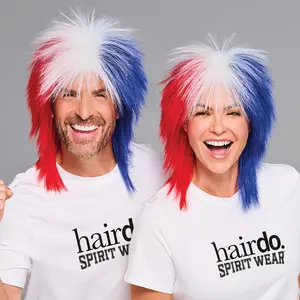 Spiky Spirit Wig, Red White Blue Synthetic Costume Wig for Spirit Wear (Fashion Accessory, Hair Extension Alternative)