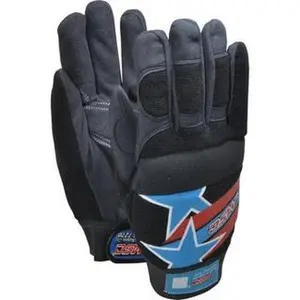 Made in USA Amara Work Gloves, Size 2XL (11), Padded Anti-Vibration & Impact Protection, Uncoated, Hook & Loop Cuff, Full-Fingered, Stars & Stripes, Paired Mechanics Gloves (222612)