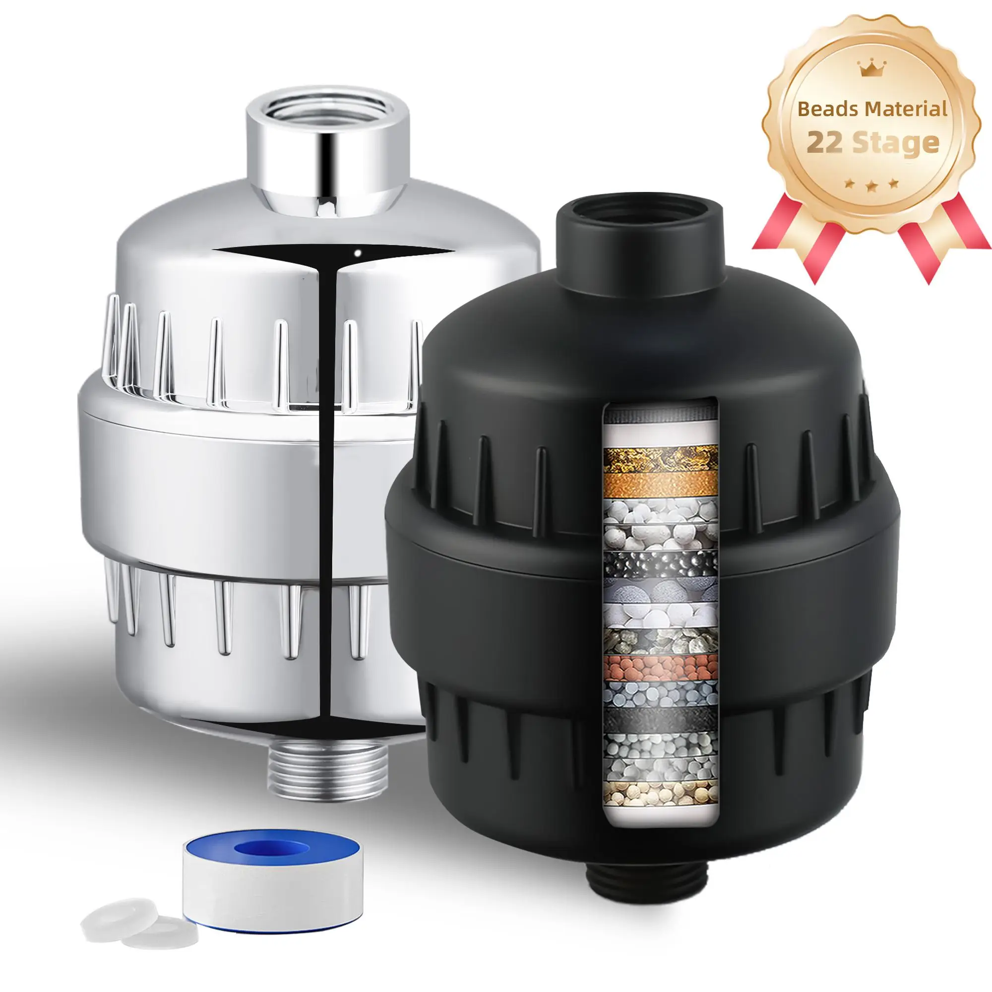 22 Stage Shower Head Filter, Practical Shower Head Filter with VC Beads, High Output Flow Shower Equipment Accessories for Home Bathroom