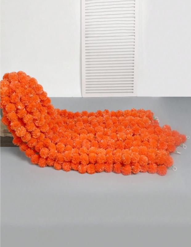 1pc 60 Inch Long Artificial Artificial Marigold Rattan Decoration, Suitable For Wedding, Puja, Halloween, Day Of The Dead And Other Occasions Decoration Rama Decoration