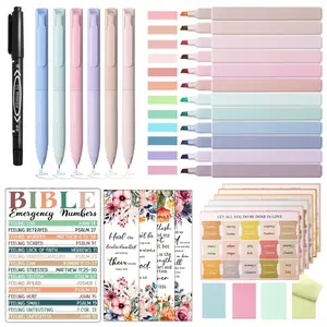 Bible Study Supplies Journaling Kit, Morandi Colored Bible Study Kit Journaling Supplies with 12 Pastel Highlighter and 90 Index Tabs Set, 6 Smooth Pens and More, Stationery Set, Christian Gifts for Women